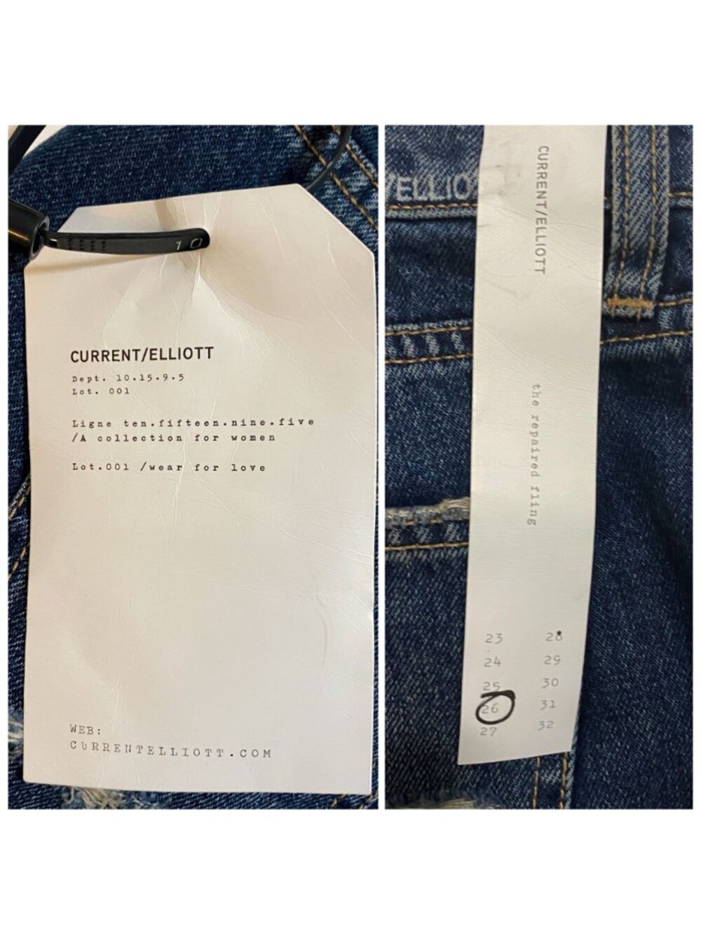 Current/Elliott The Repaired Fling Distressed Crop Jeans size 26, New with Tag - Picture 7 of 16